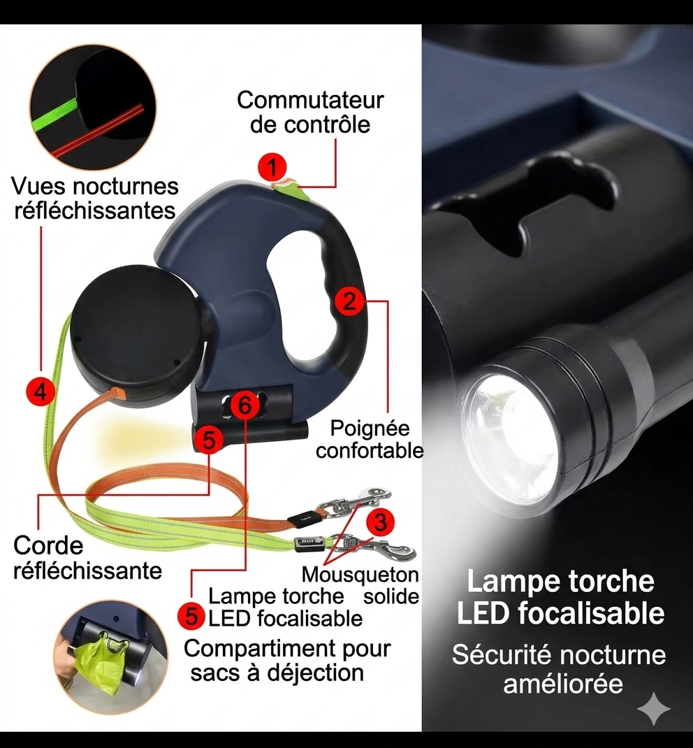Double laisse 360°
