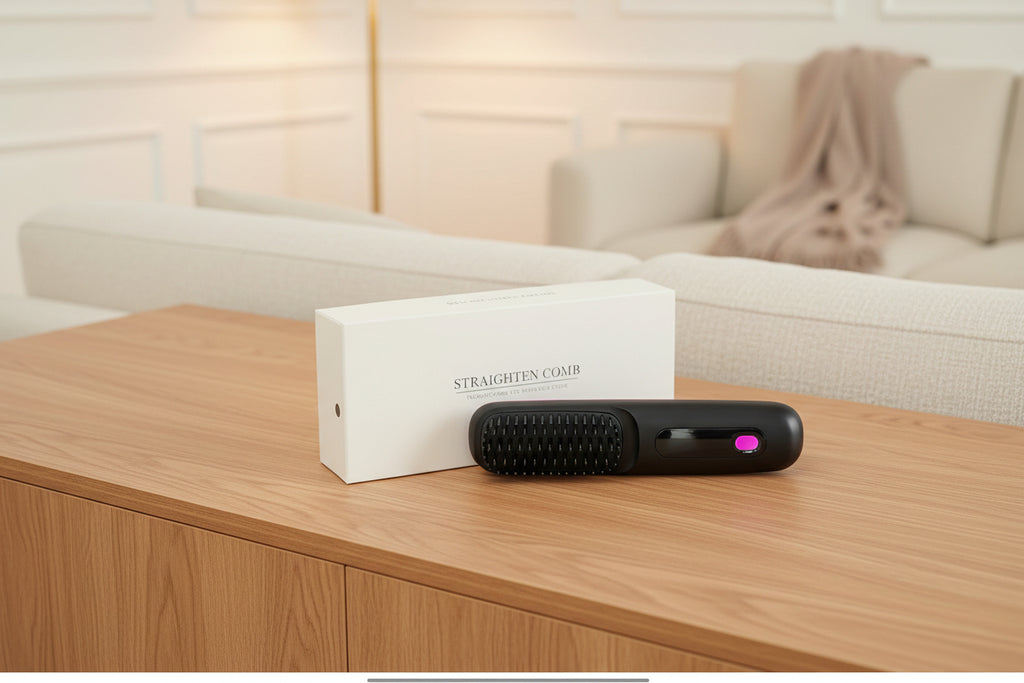 BROSSE A LISSAGE PORTABLE CHAUFFAGE RAPIDE ECRAN LCD SANS FIL