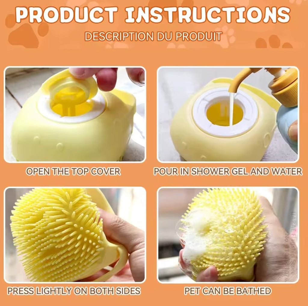 Brosse de bain massante et distributeur de shampoing