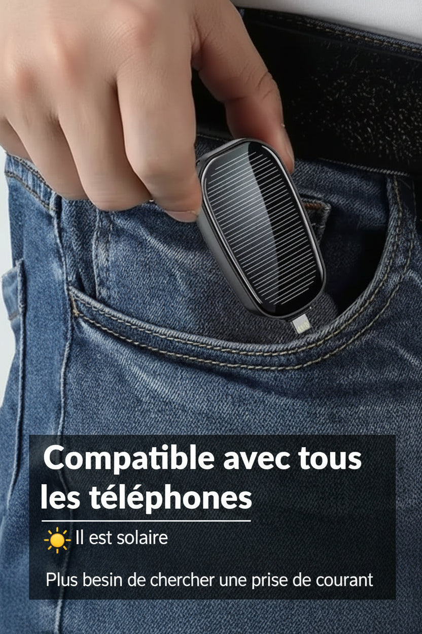 Power Bank Solaire Compact – Étanche & Ultra-Léger