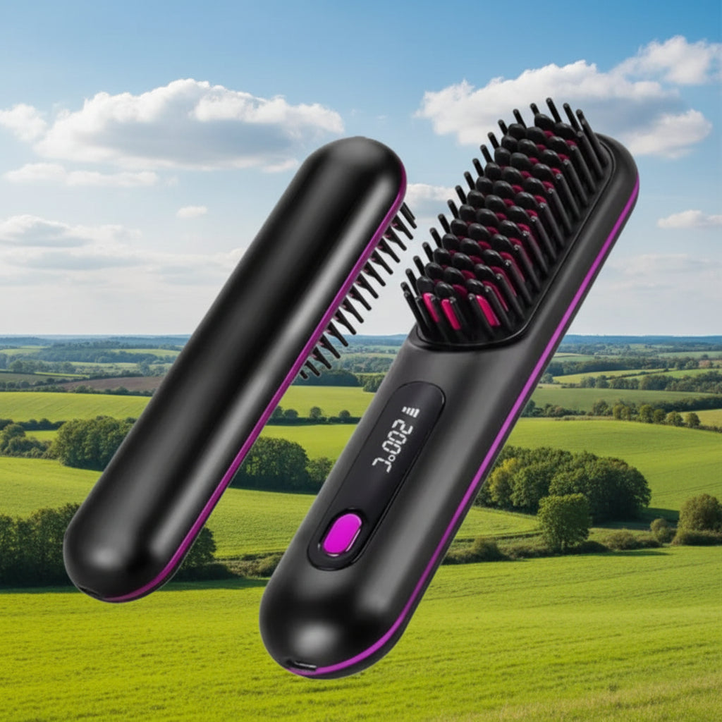 BROSSE A LISSAGE PORTABLE CHAUFFAGE RAPIDE ECRAN LCD SANS FIL