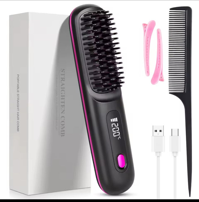 BROSSE A LISSAGE PORTABLE CHAUFFAGE RAPIDE ECRAN LCD SANS FIL