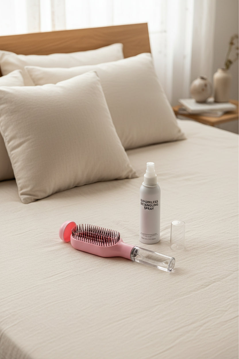 Brosse Vaporisatrice 2-en-1 – Démêlage & Hydratation