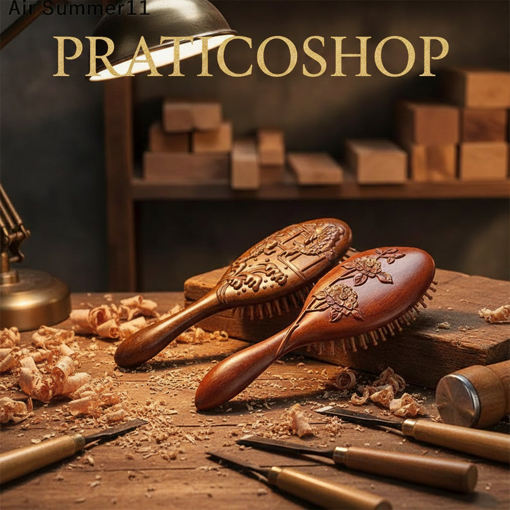 Brosse à Cheveux en Bois de Santal – Coussin d'Air & Massage du Cuir Chevelu