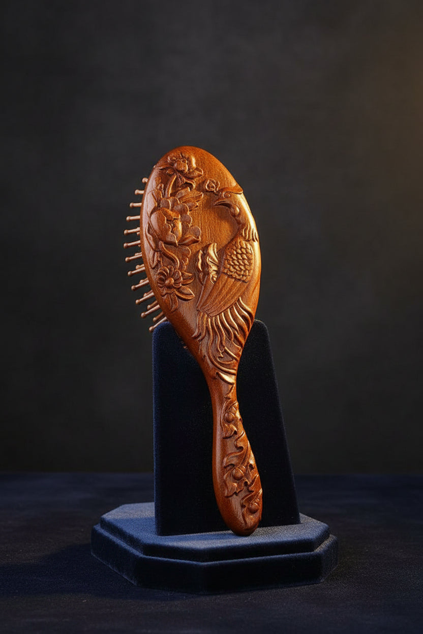 Brosse à Cheveux en Bois de Santal – Coussin d'Air & Massage du Cuir Chevelu